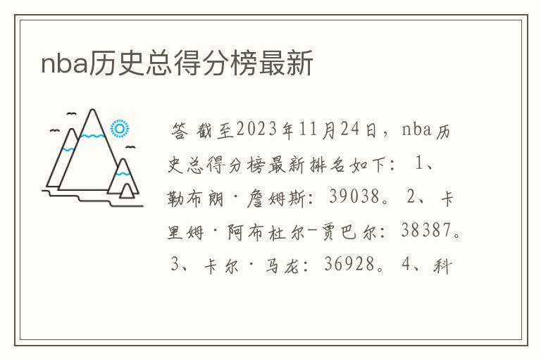 nba历史总得分榜最新