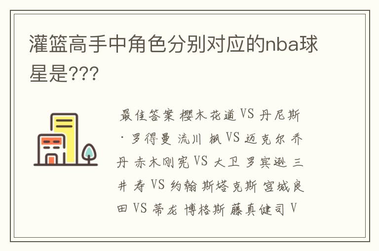 灌篮高手中角色分别对应的nba球星是???
