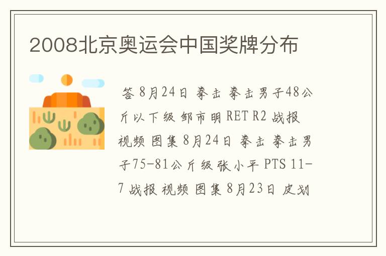 2008北京奥运会中国奖牌分布