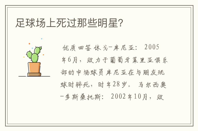 足球场上死过那些明星?