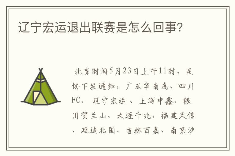 辽宁宏运退出联赛是怎么回事？