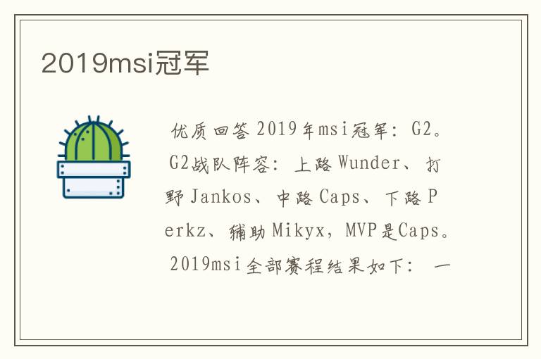 2019msi冠军