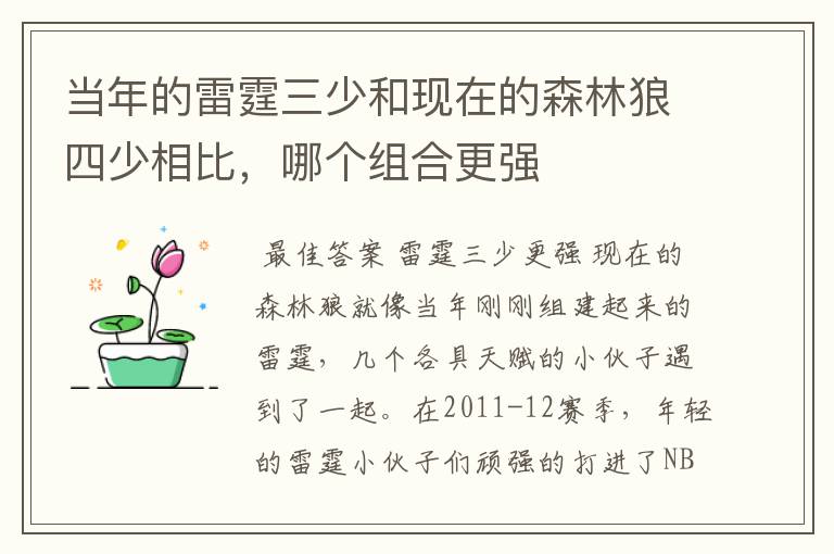 当年的雷霆三少和现在的森林狼四少相比,哪个组合更强