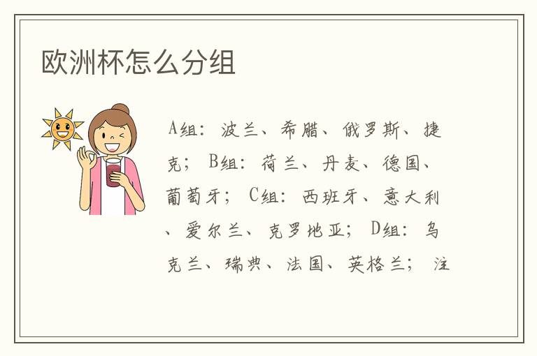 欧洲杯怎么分组