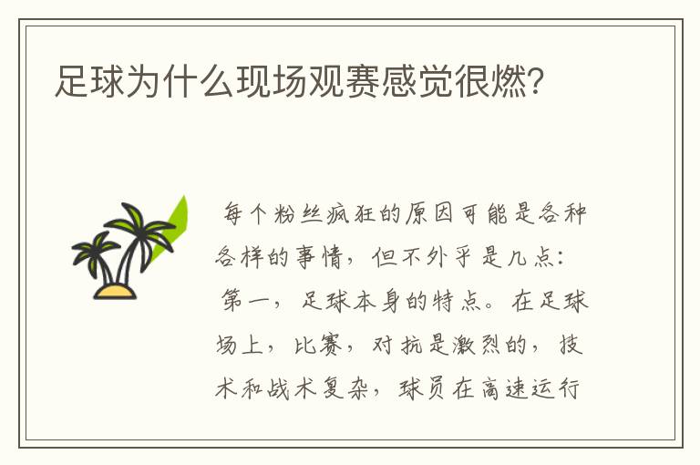 足球为什么现场观赛感觉很燃?