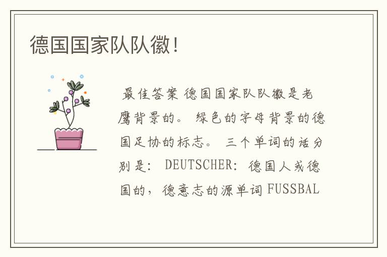德国国家队队徽!