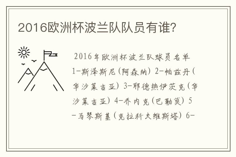 2016欧洲杯波兰队队员有谁?