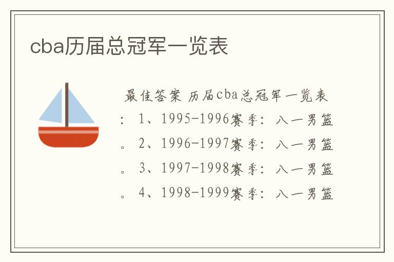cba历届总冠军一览表