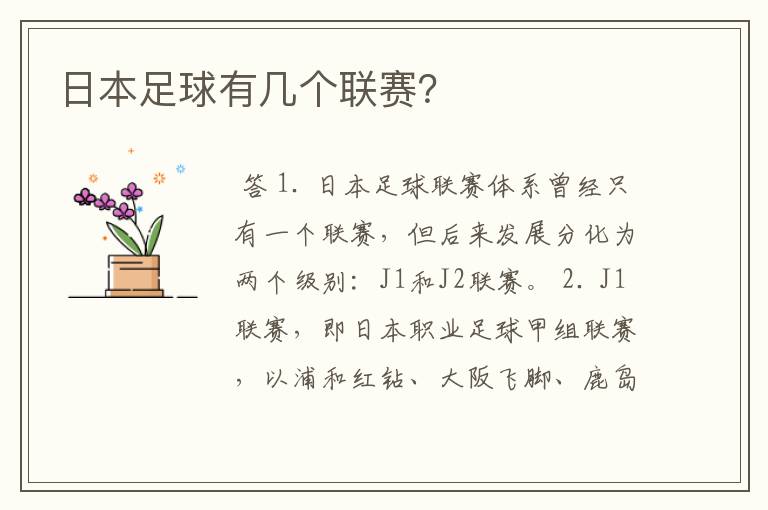 日本足球有几个联赛?