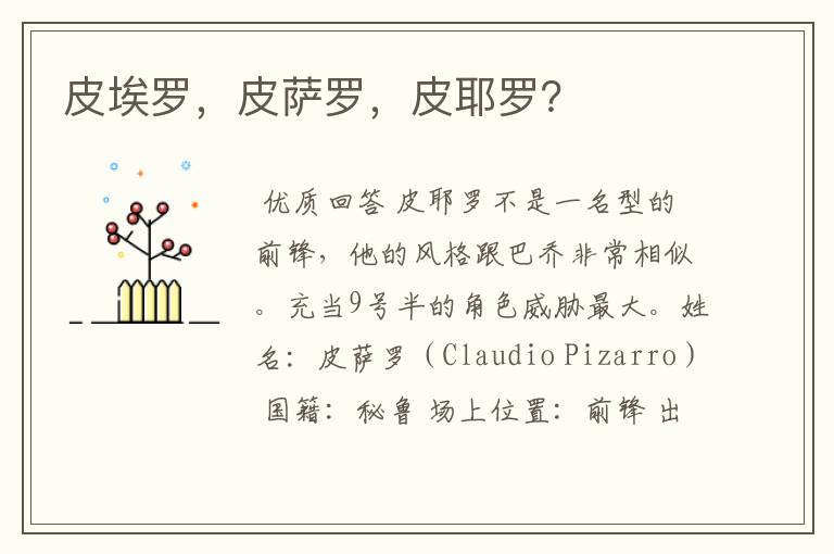 皮埃罗,皮萨罗,皮耶罗?