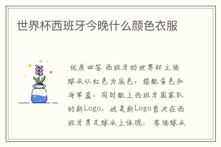 世界杯西班牙今晚什么颜色衣服
