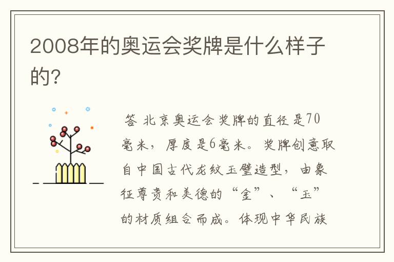 2008年的奥运会奖牌是什么样子的?