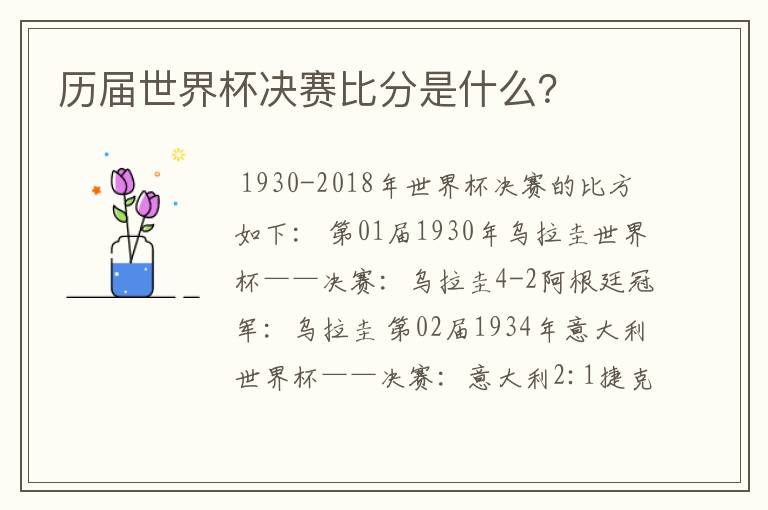 历届世界杯决赛比分是什么?