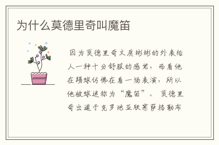 为什么莫德里奇叫魔笛