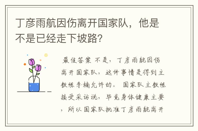 丁彦雨航因伤离开国家队,他是不是已经走下坡路?