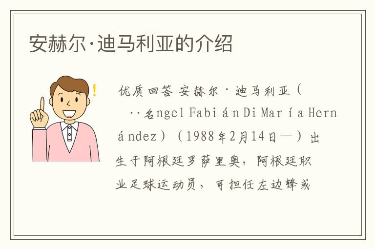 安赫尔·迪马利亚的介绍