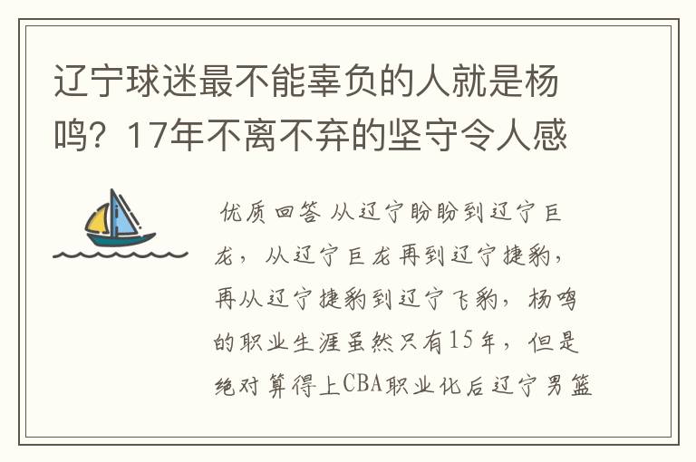 辽宁球迷最不能辜负的人就是杨鸣?17年不离不弃的坚守令人感动