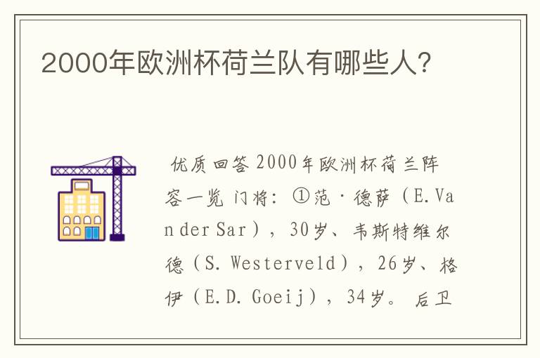 2000年欧洲杯荷兰队有哪些人?