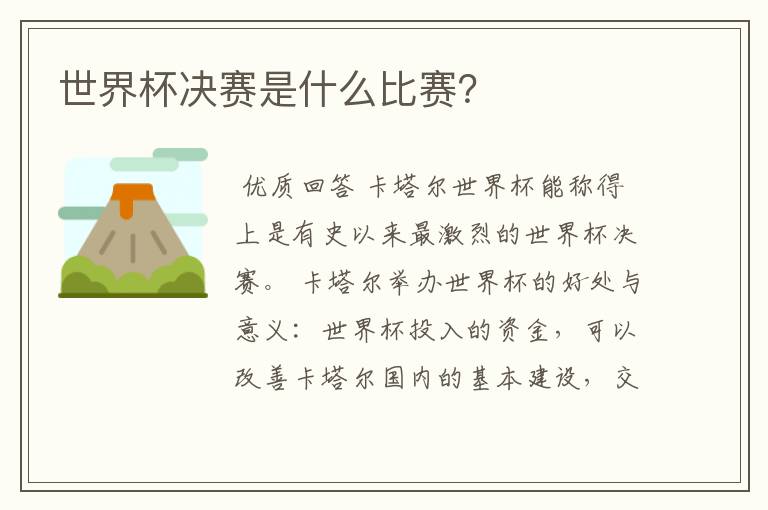 世界杯决赛是什么比赛?