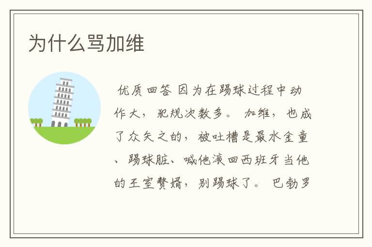 为什么骂加维