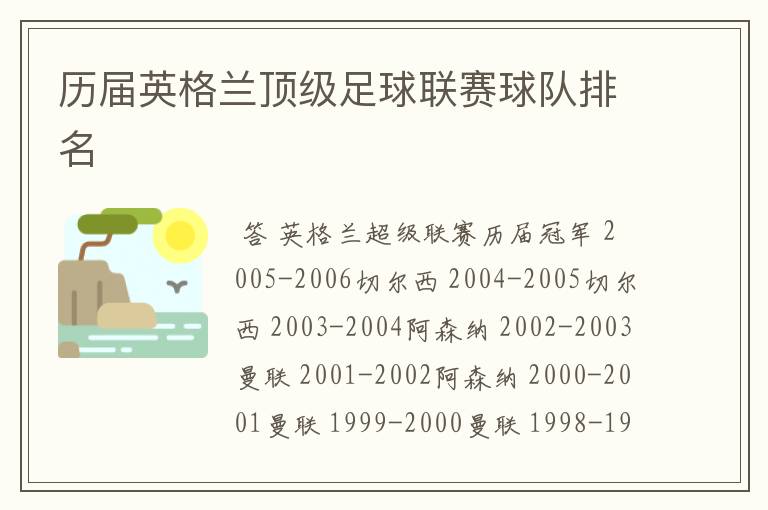 历届英格兰顶级足球联赛球队排名