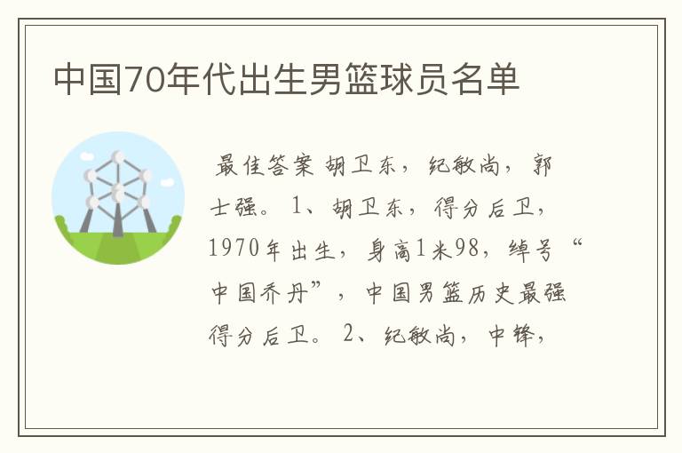 中国70年代出生男篮球员名单