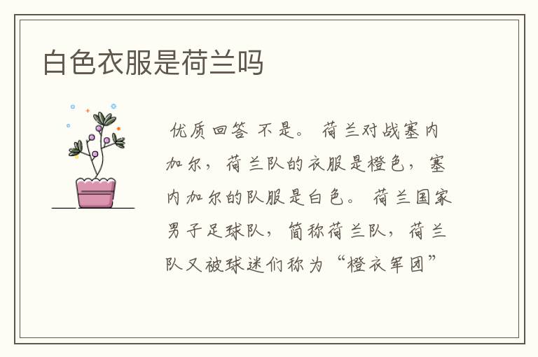 白色衣服是荷兰吗