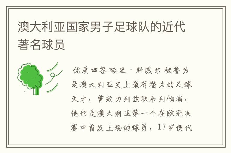 澳大利亚国家男子足球队的近代著名球员