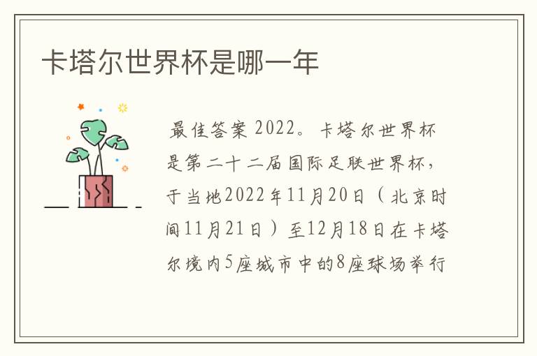 卡塔尔世界杯是哪一年