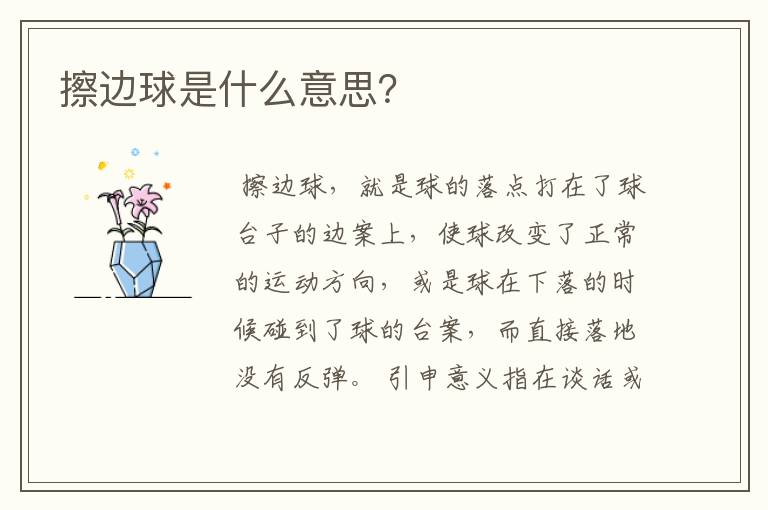 擦边球是什么意思?
