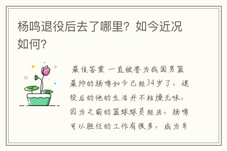 杨鸣退役后去了哪里?如今近况如何?