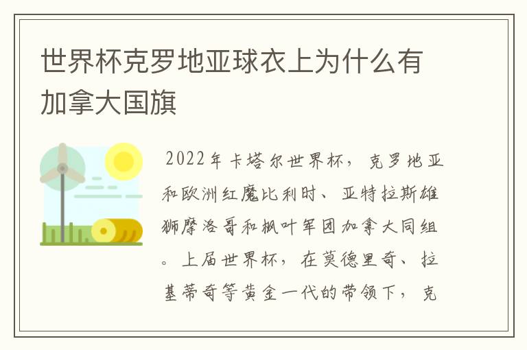 世界杯克罗地亚球衣上为什么有加拿大国旗