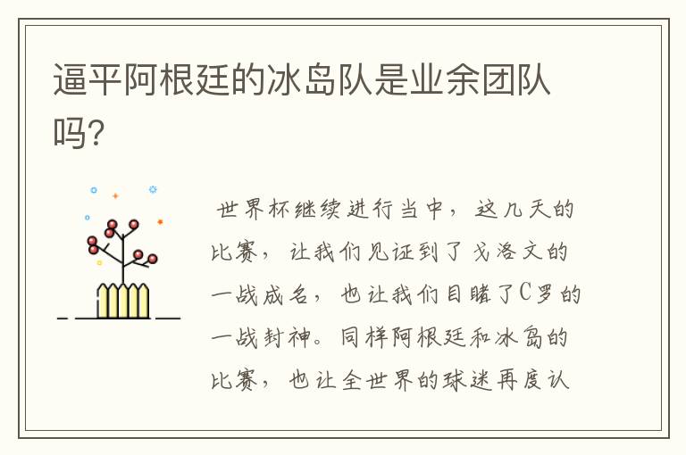 逼平阿根廷的冰岛队是业余团队吗?