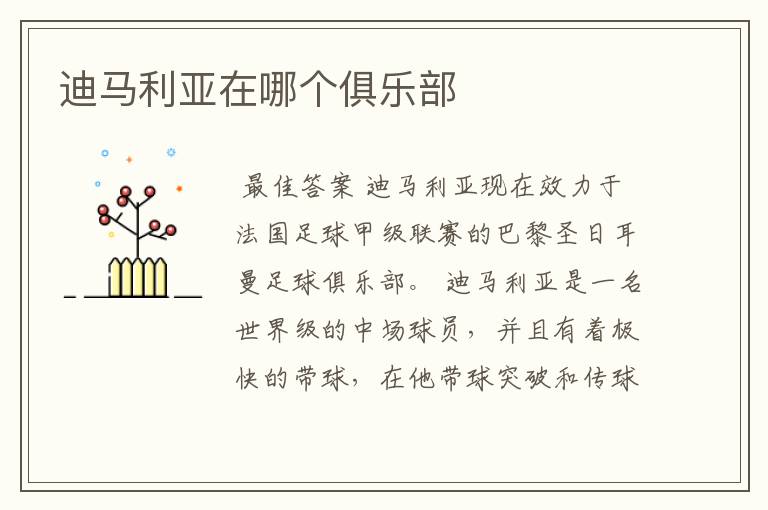 迪马利亚在哪个俱乐部