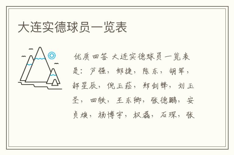 大连实德球员一览表