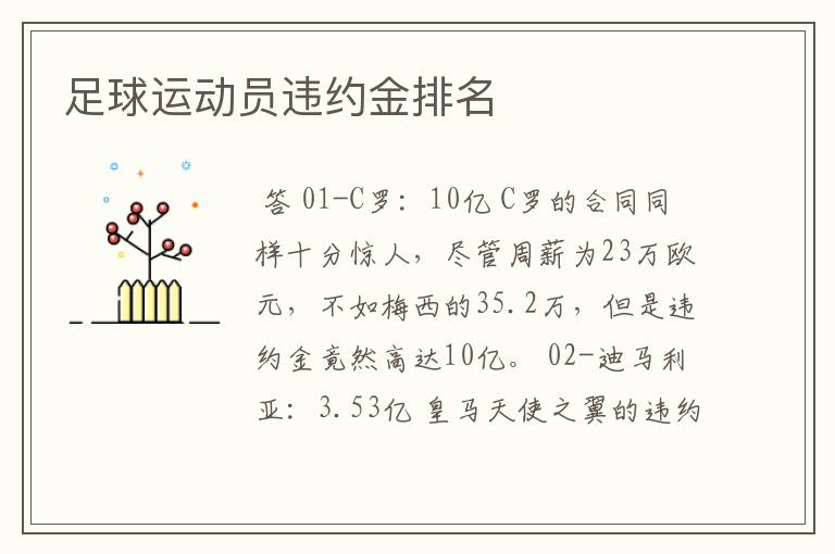 足球运动员违约金排名