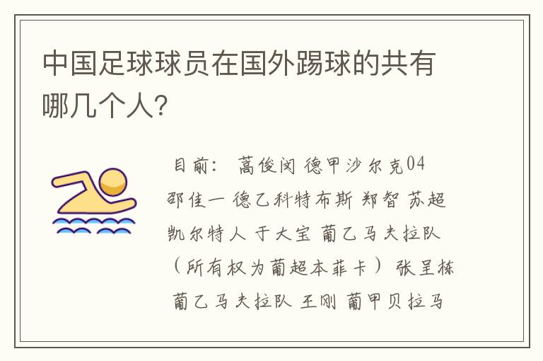 中国足球球员在国外踢球的共有哪几个人？