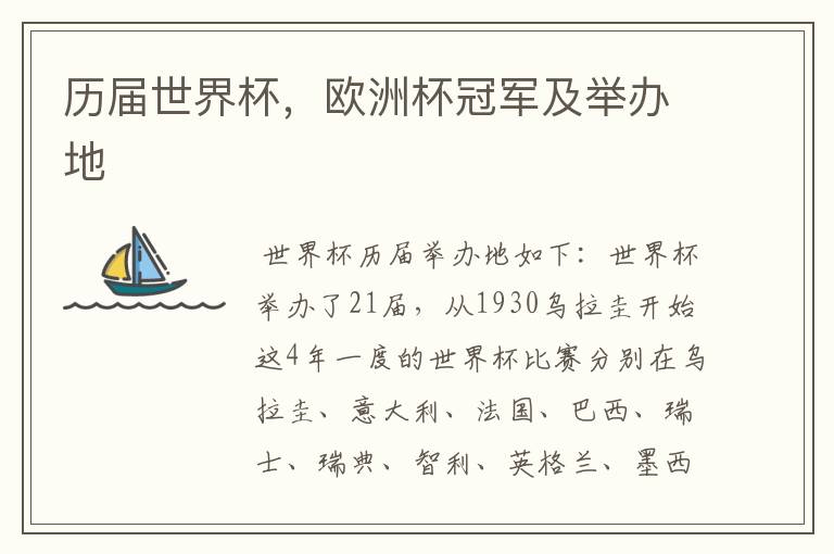 历届世界杯,欧洲杯冠军及举办地