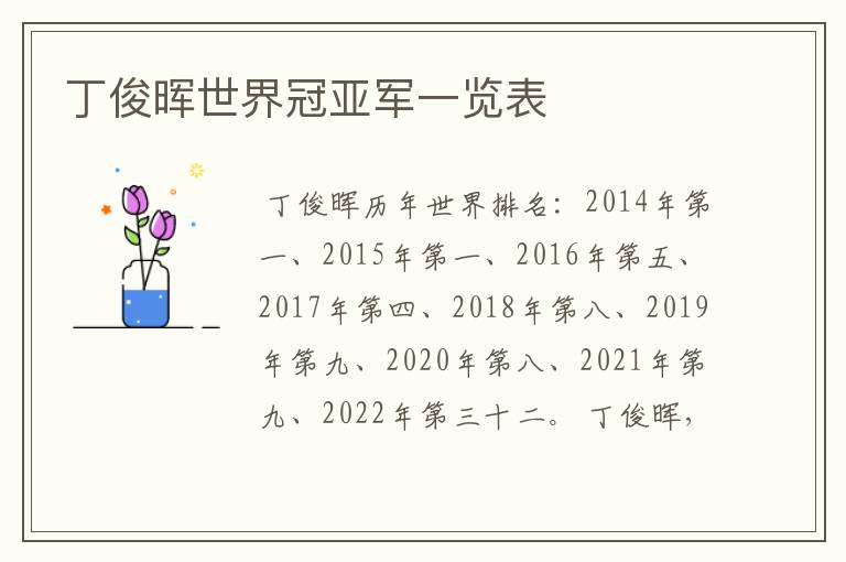 丁俊晖世界冠亚军一览表