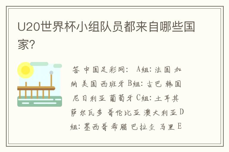 U20世界杯小组队员都来自哪些国家?