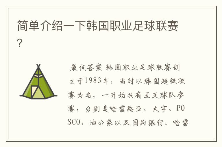 简单介绍一下韩国职业足球联赛?