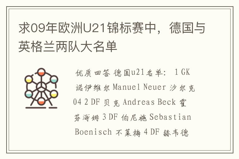 求09年欧洲U21锦标赛中,德国与英格兰两队大名单