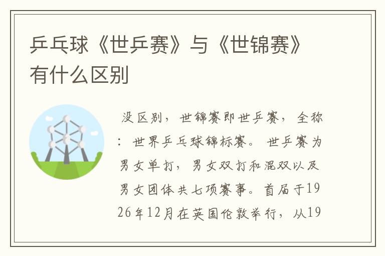 乒乓球《世乒赛》与《世锦赛》有什么区别