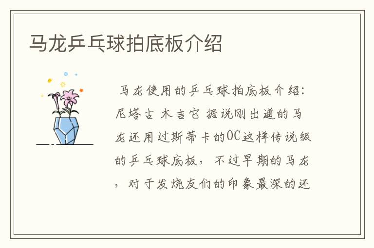 马龙乒乓球拍底板介绍