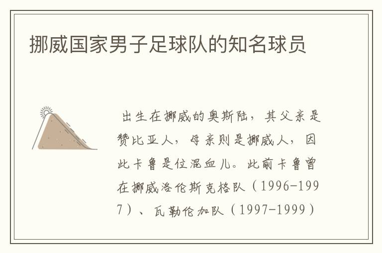 挪威国家男子足球队的知名球员