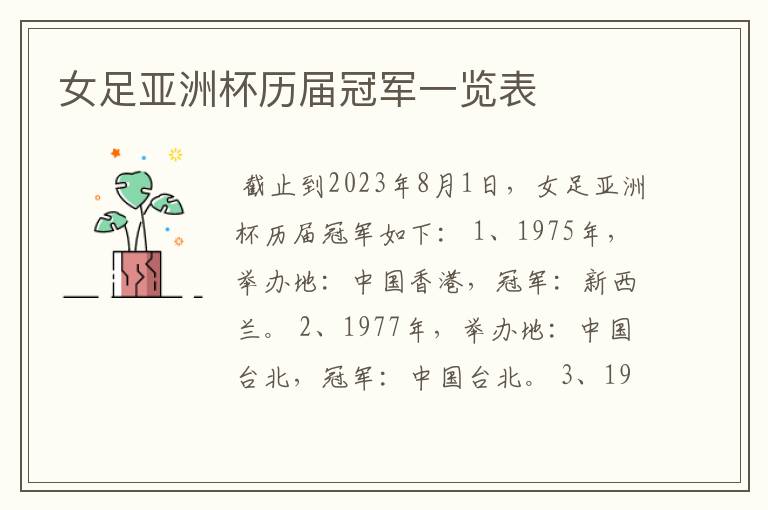 女足亚洲杯历届冠军一览表