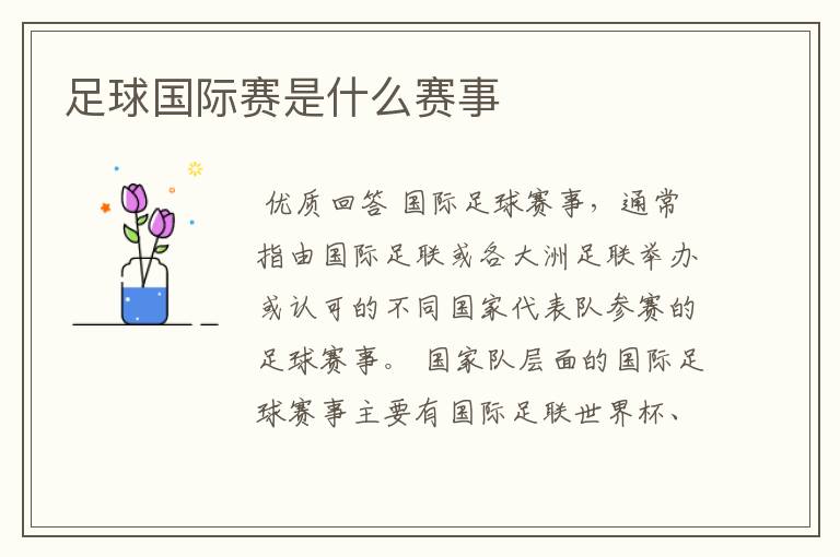 足球国际赛是什么赛事