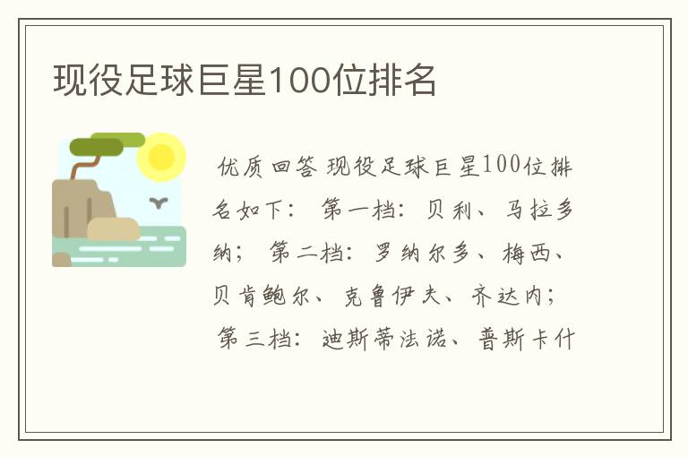 现役足球巨星100位排名