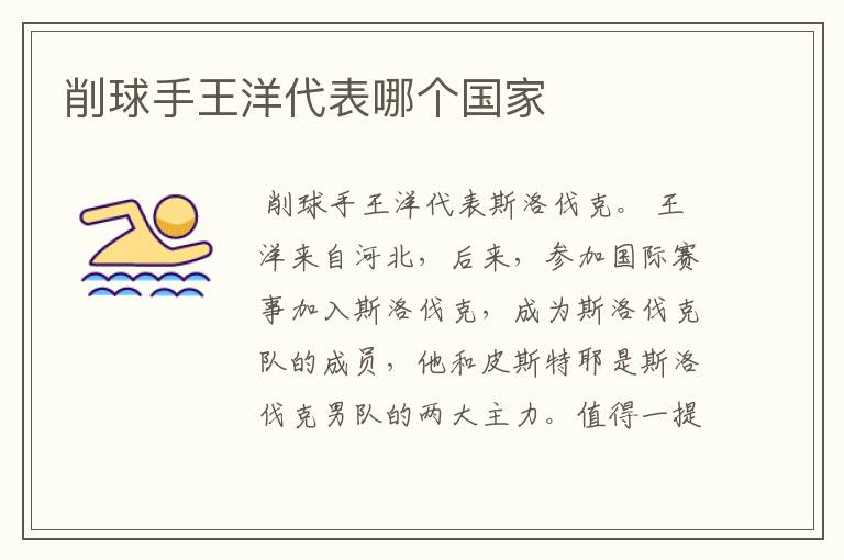 削球手王洋代表哪个国家
