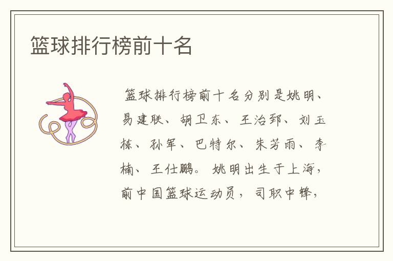 篮球排行榜前十名